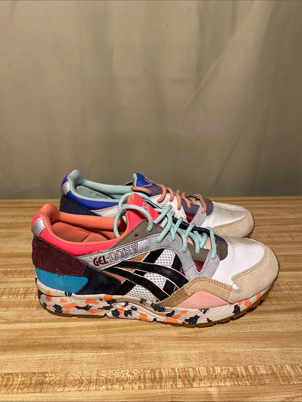 ASICS Gel-Lyte 5 (V) Re-Material Pink Aqua Running Shoes Mens 8.5